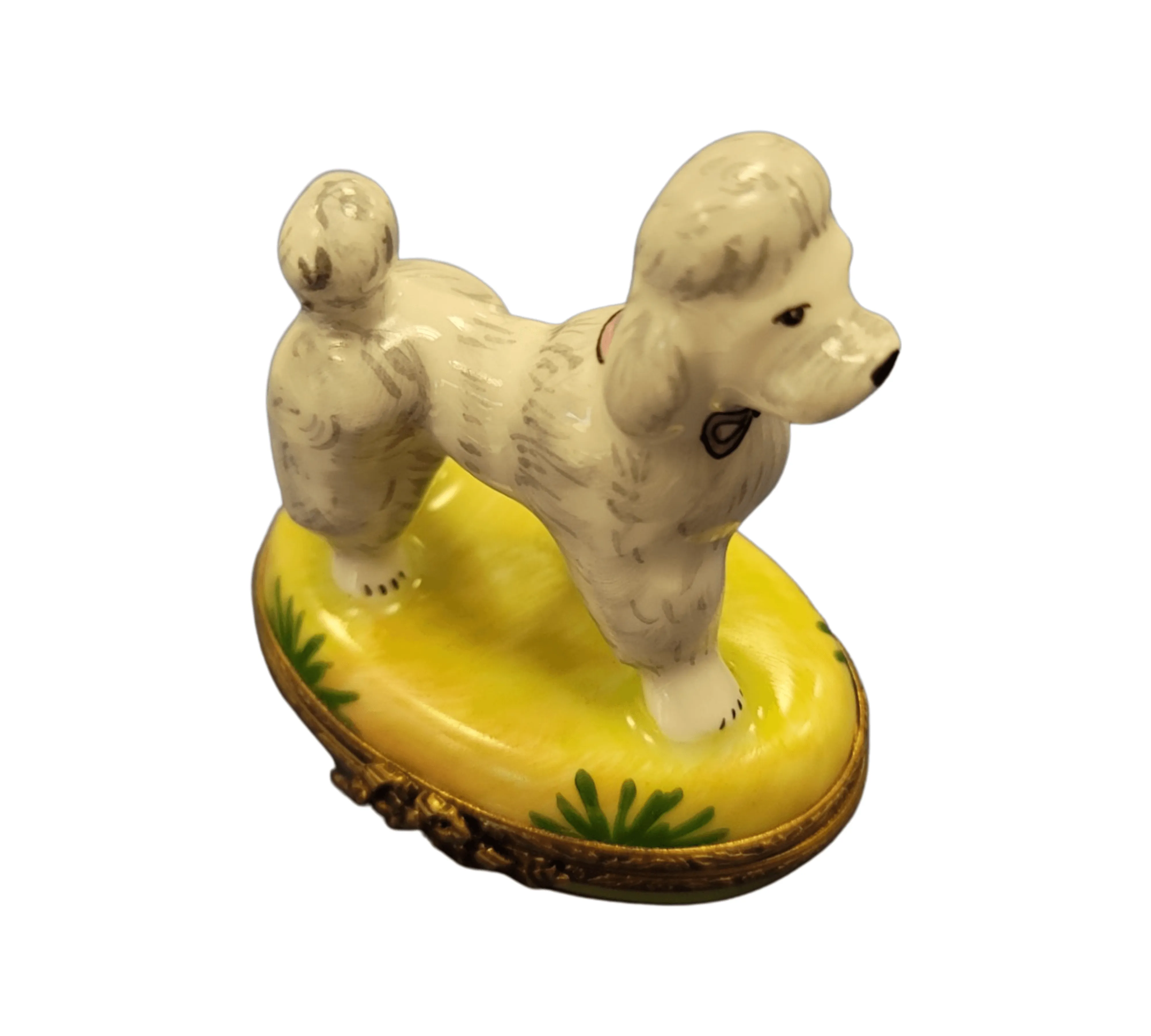 White Poodle on Yellow Base