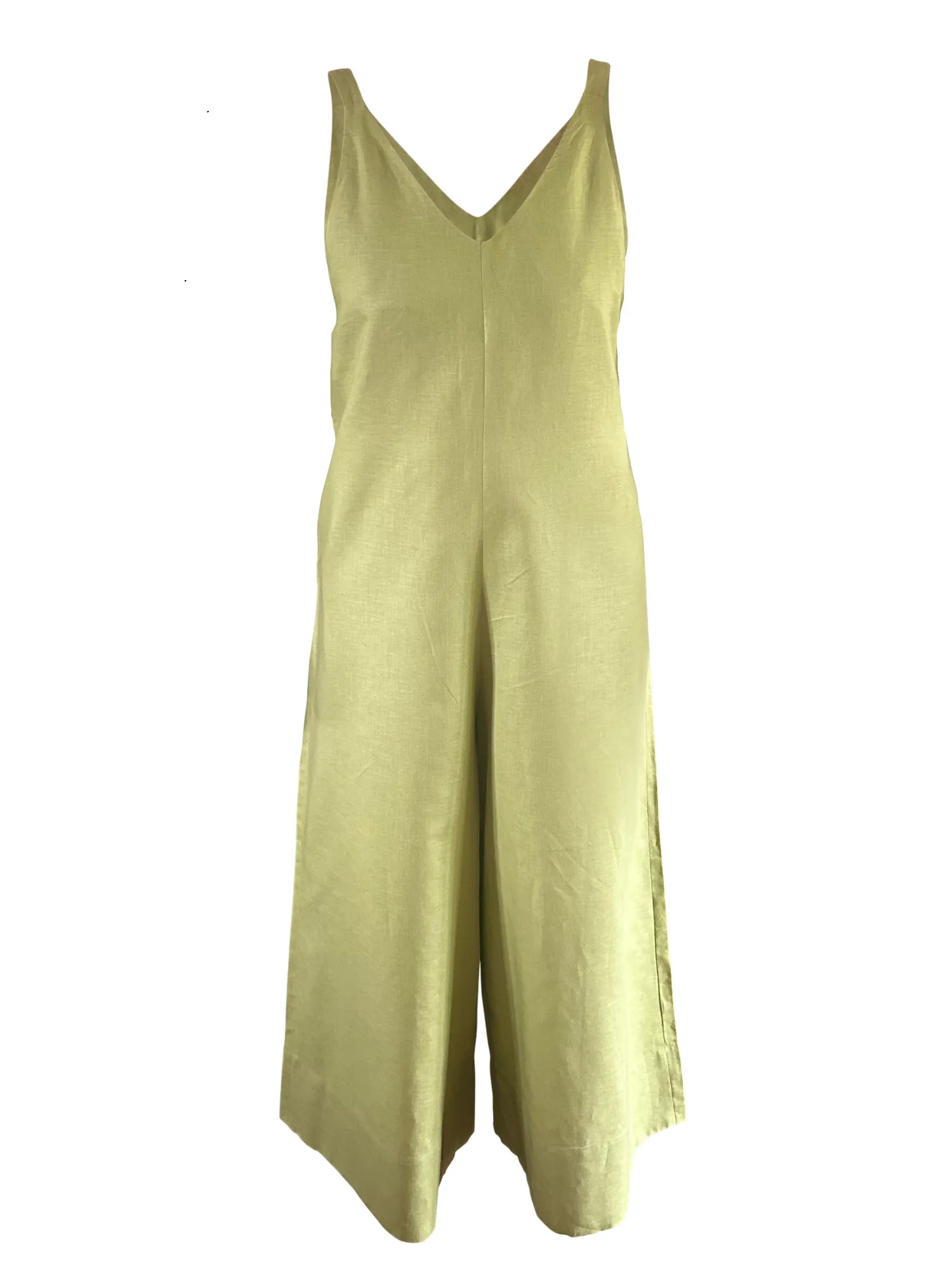 Wild Clouds X Gather & See Pear Green Linen Culotte Jumpsuit