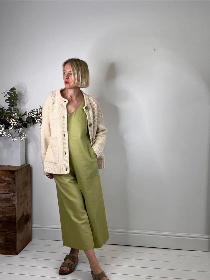 Wild Clouds X Gather & See Pear Green Linen Culotte Jumpsuit