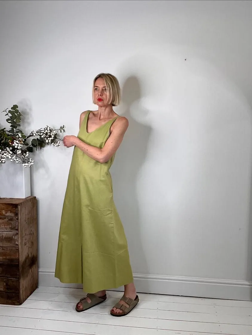 Wild Clouds X Gather & See Pear Green Linen Culotte Jumpsuit