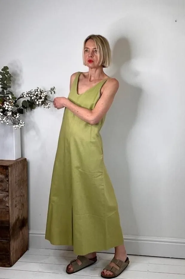 Wild Clouds X Gather & See Pear Green Linen Culotte Jumpsuit