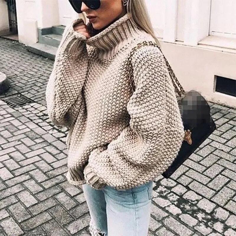 Women Black White Turtleneck Sweater Autumn Winter 2019 Oversize Batwing Sleeve Pullover For Female Casual Warm Knitting Jumper