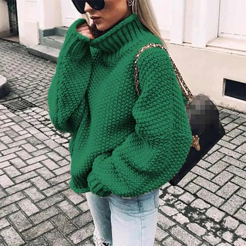 Women Black White Turtleneck Sweater Autumn Winter 2019 Oversize Batwing Sleeve Pullover For Female Casual Warm Knitting Jumper