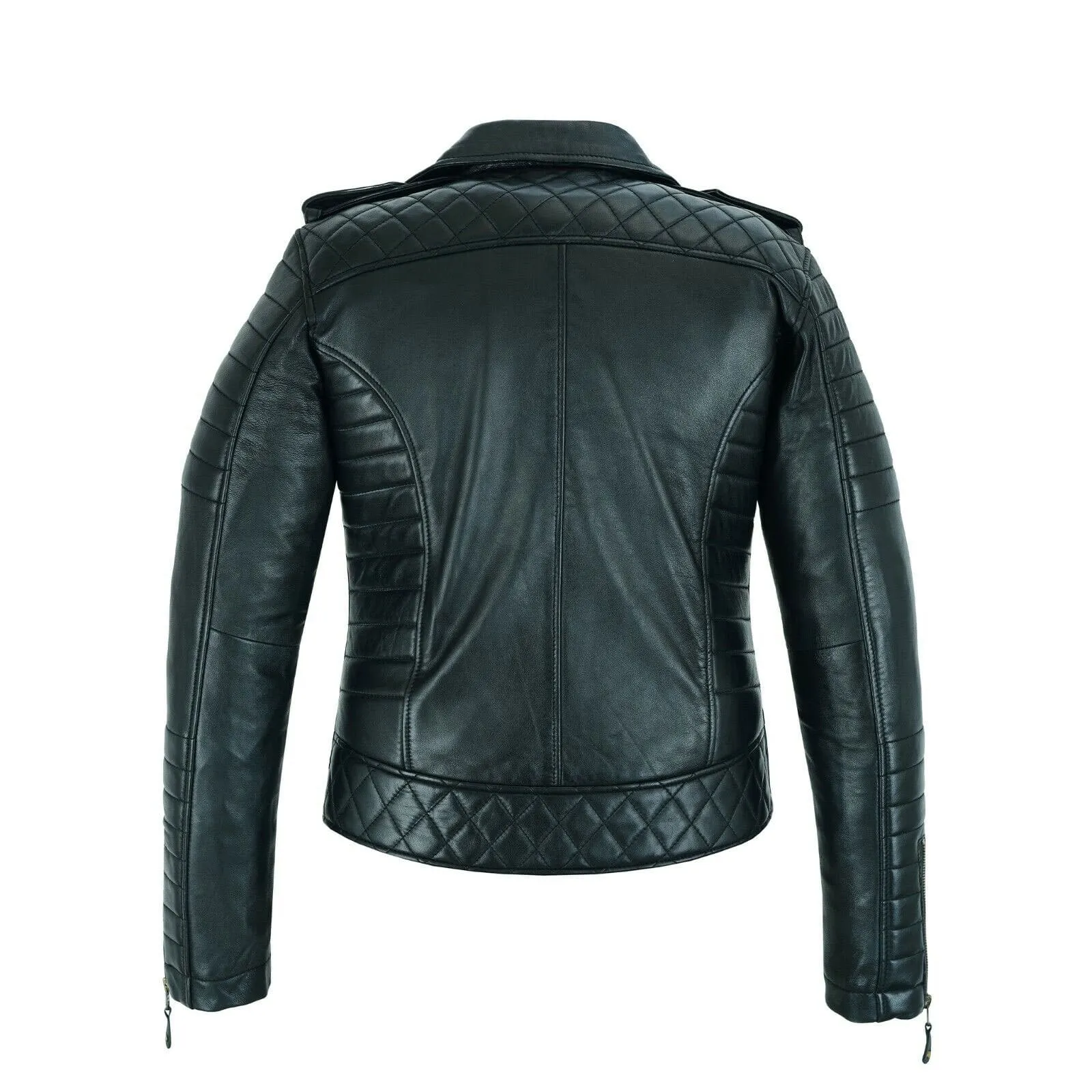 Women Leather Jacket Real Sheepskin Leather Punk Biker Style Short Slim Fit Jacket