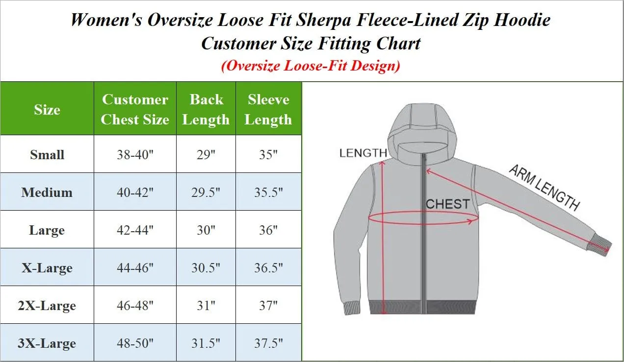 Women's Loose Fit Tech Sherpa Fleece-Lined Zip Hoodie With Chest Pocket