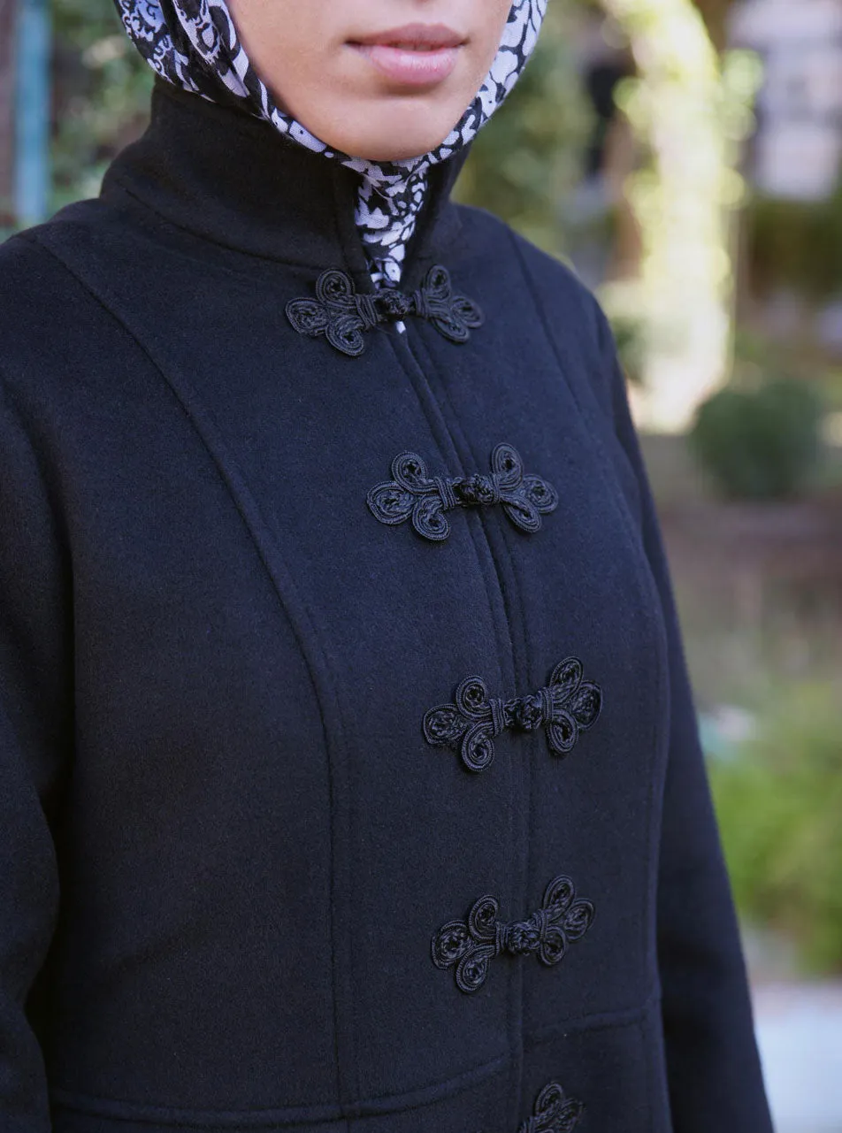 Wool Coat with Frog Closures