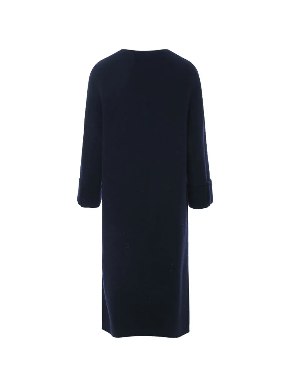 Wool double mufller coat Navy