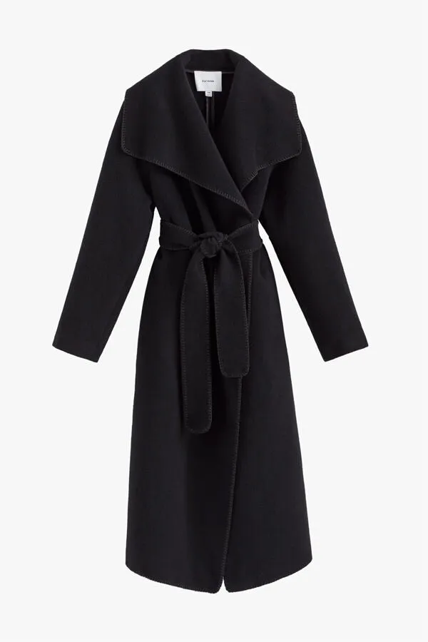 Wool Draped Collar Coat