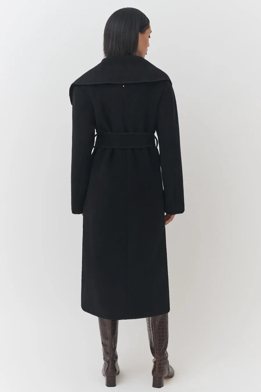 Wool Draped Collar Coat