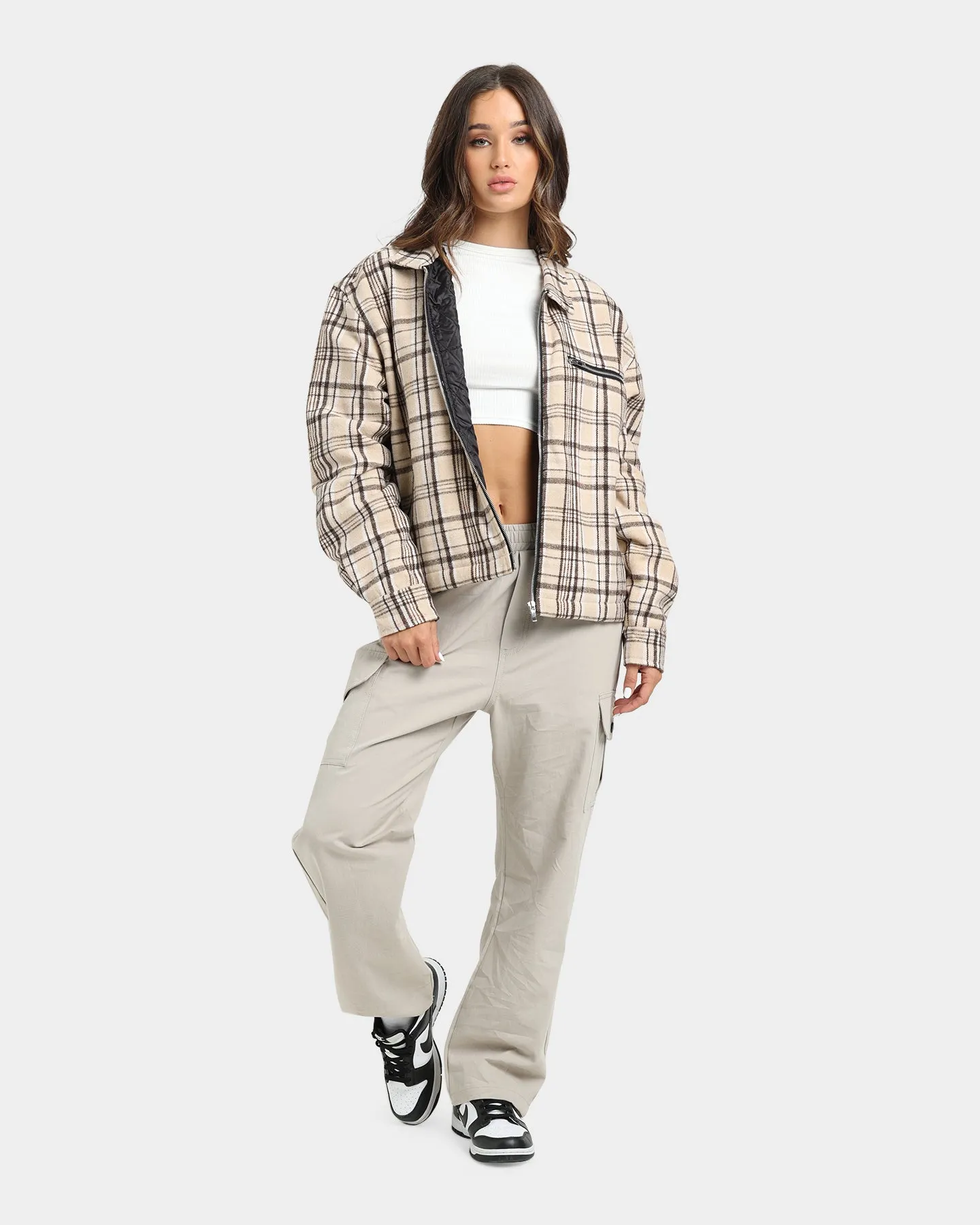 XXIII Oaxaca Cropped Tartan Jacket Brown